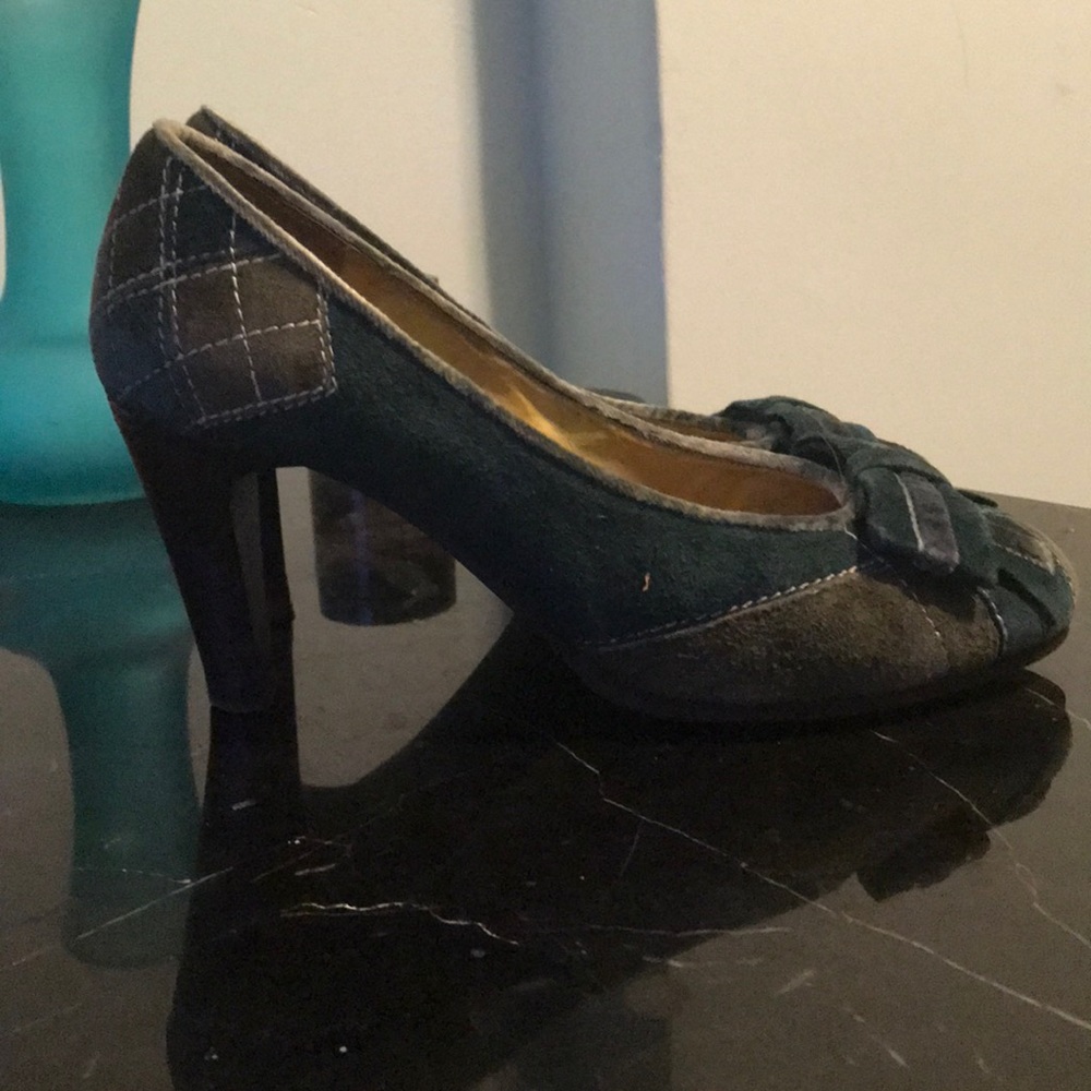 Suede and velvet argyle Vibram Savannah heels